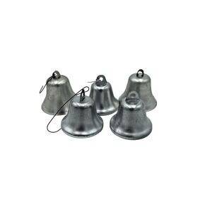 Vintage‎ Lot of 5 Silver Metal MCM Christmas Ornament Bells